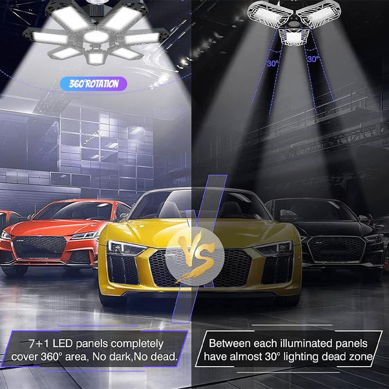 Helle LED-Garagenleuchte mit verformbaren Paneelen