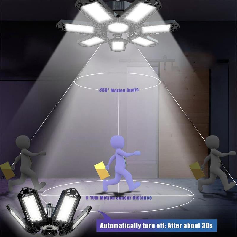 Helle LED-Garagenleuchte mit verformbaren Paneelen