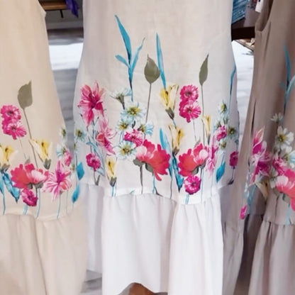 💕Was soll ich morgen anziehen?💕Lockeres, ärmelloses Kleid mit Rundhalsausschnitt und Blumenmuster