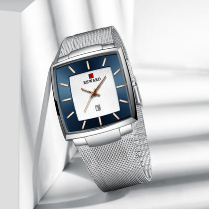 🔥Herren ultra-dünnen Quadrat Mesh Gürtel Quarzuhr