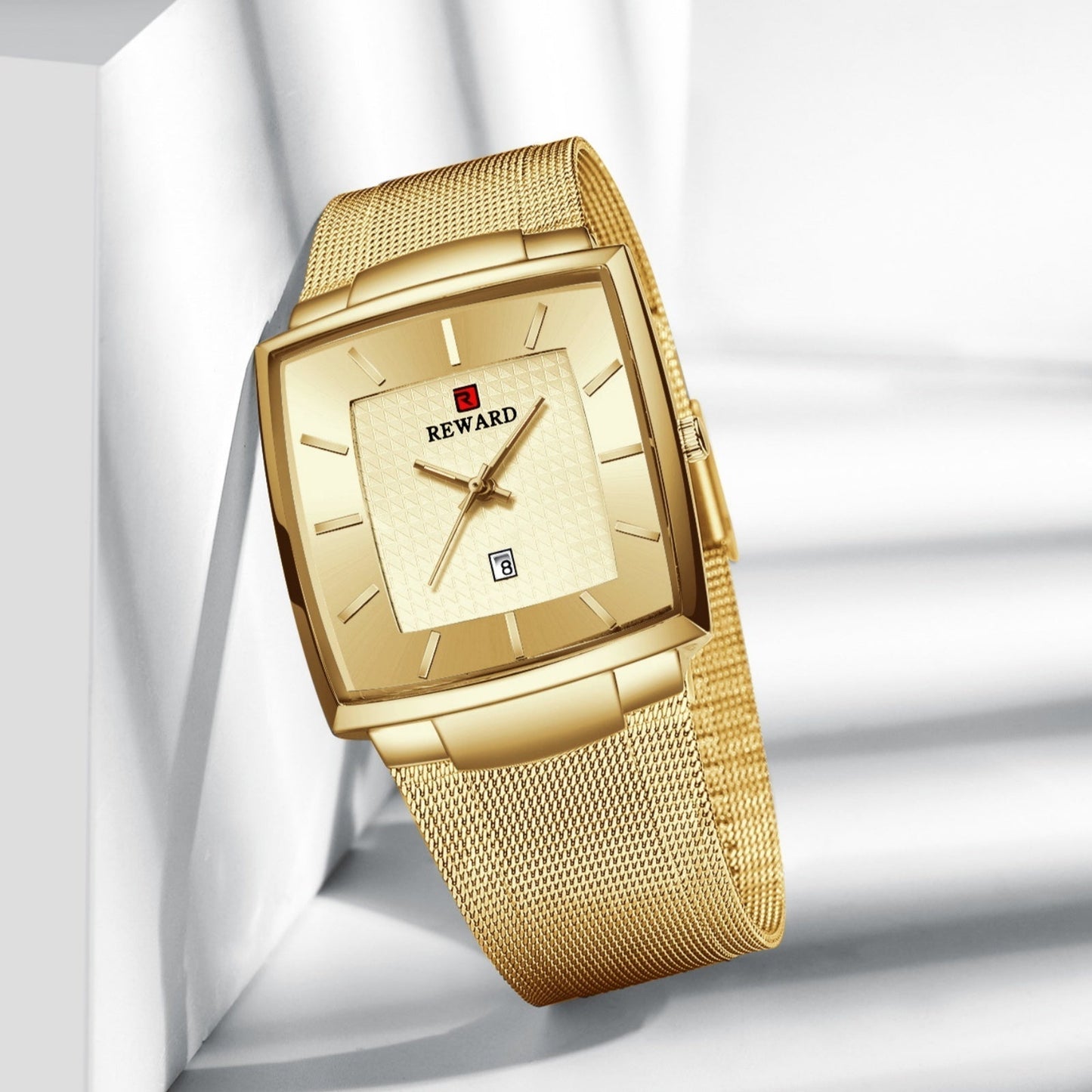 🔥Herren ultra-dünnen Quadrat Mesh Gürtel Quarzuhr