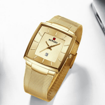 🔥Herren ultra-dünnen Quadrat Mesh Gürtel Quarzuhr