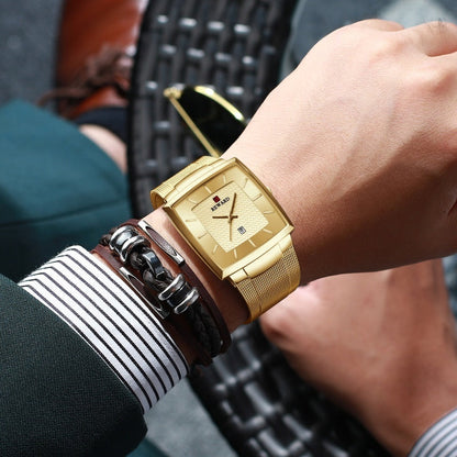 🔥Herren ultra-dünnen Quadrat Mesh Gürtel Quarzuhr