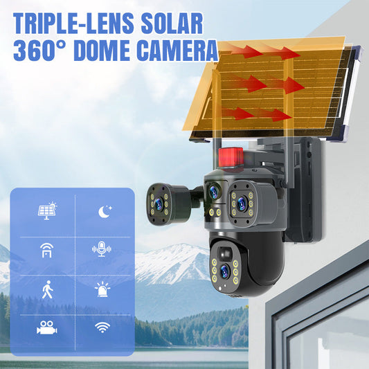 💥Neuer Verkaufsschlager 2025🎥 Solar-360°-Dome-Kamera mit Dreifachobjektiv – Ultimative Sicherheit für Ihr Zuhause oder Ihr Unternehmen!