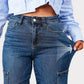 High Rise Cargo Wide-Leg Stretch-Jeans für Damen