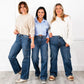 High Rise Cargo Wide-Leg Stretch-Jeans für Damen
