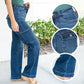 High Rise Cargo Wide-Leg Stretch-Jeans für Damen