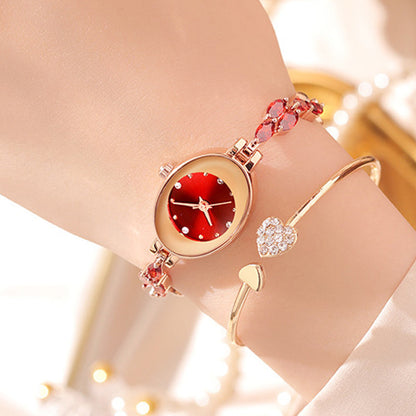 ✨2025 Neues Design🎀⌚Damenarmbanduhr mit farbigem Zirkonia