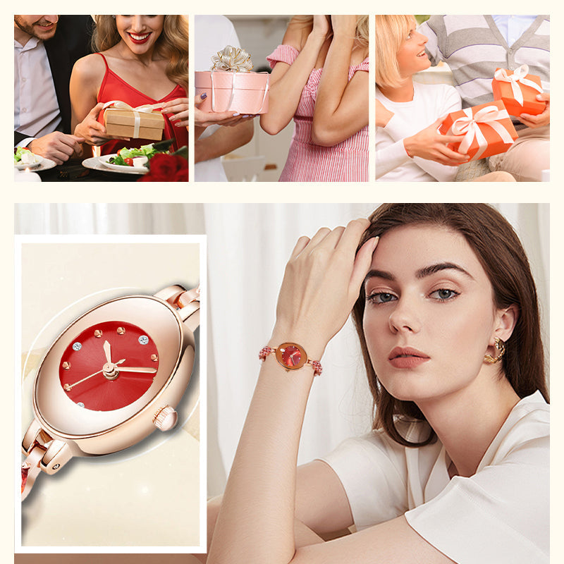 ✨2025 Neues Design🎀⌚Damenarmbanduhr mit farbigem Zirkonia