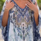 Asymmetrisches Damenkleid mit V-Ausschnitt und lockerem Schnitt