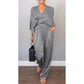 2-teiliges Wickel-Set aus Oberteil und Hose mit V-Ausschnitt für Damen💞💞