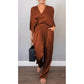 2-teiliges Wickel-Set aus Oberteil und Hose mit V-Ausschnitt für Damen💞💞