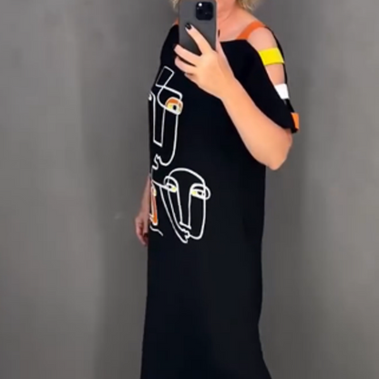 🍂Modisches bedrucktes Kurzarmkleid für Damen