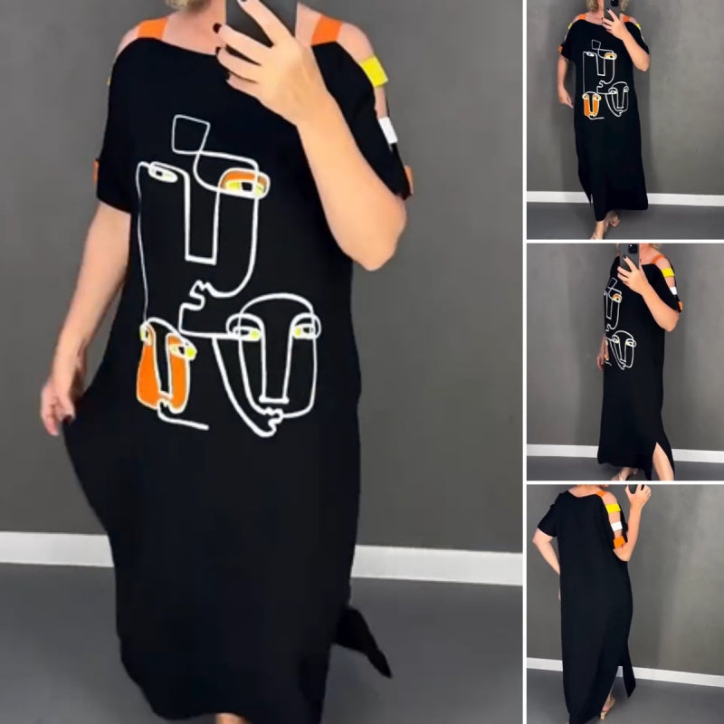 🍂Modisches bedrucktes Kurzarmkleid für Damen