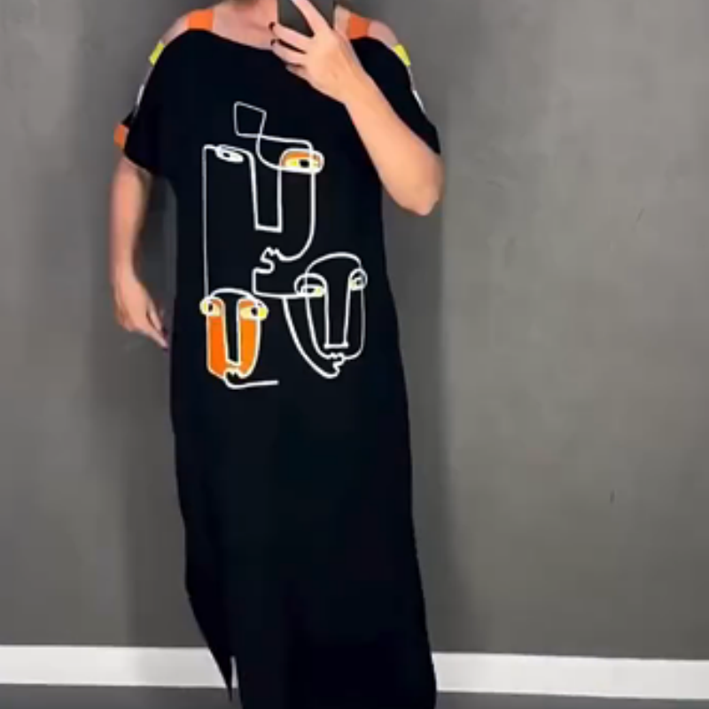 🍂Modisches bedrucktes Kurzarmkleid für Damen