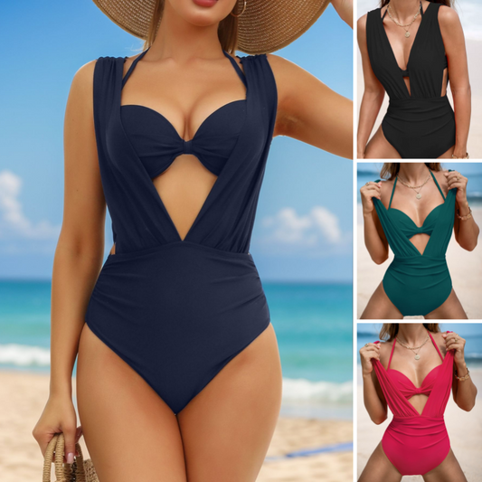 🩱Sommer-Explosion☀️Zweiteiliges Badeanzug-Set für Damen mit Schleife in Unifarbe