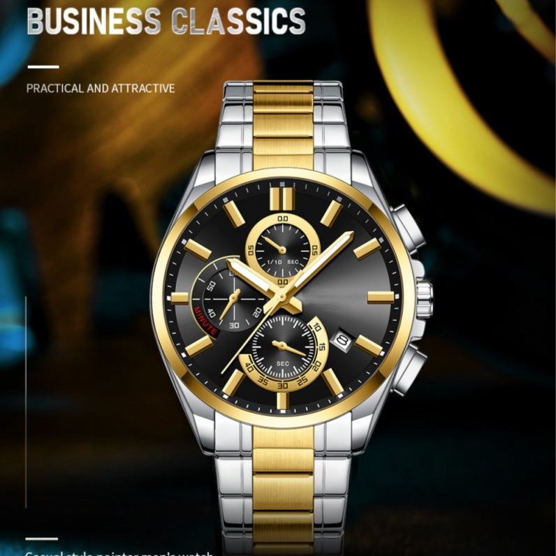 Herren-Edelstahl-Business-Armbanduhr