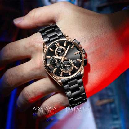 Herren-Edelstahl-Business-Armbanduhr