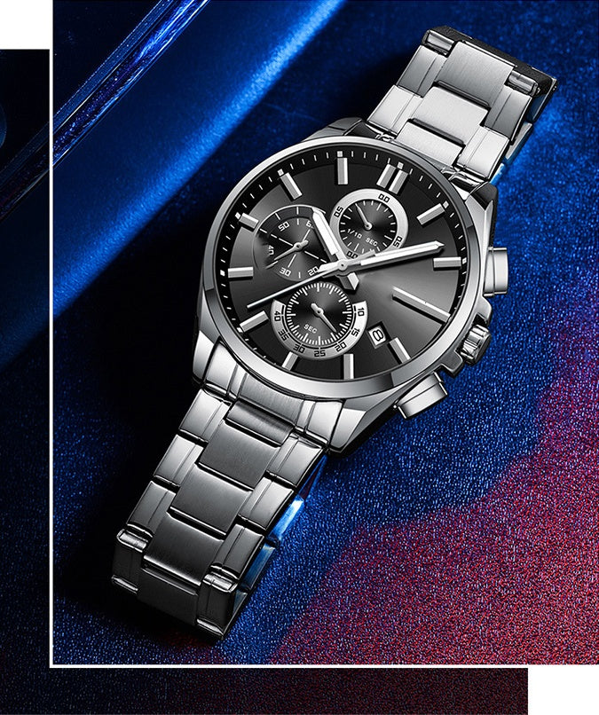 Herren-Edelstahl-Business-Armbanduhr