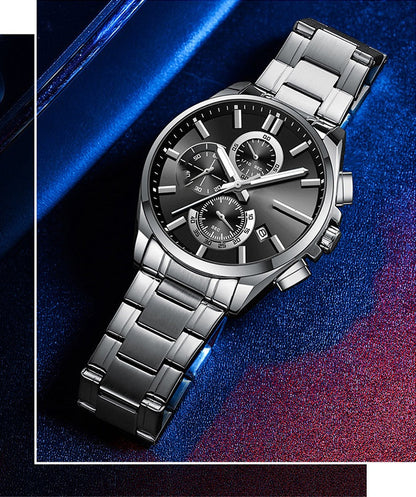 Herren-Edelstahl-Business-Armbanduhr