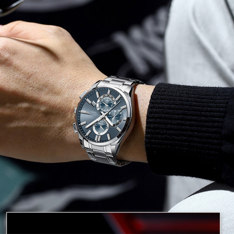 Herren-Edelstahl-Business-Armbanduhr