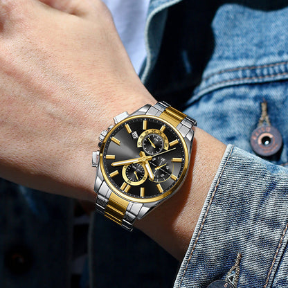 Herren-Edelstahl-Business-Armbanduhr