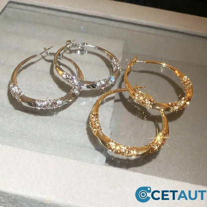 🌸🌸🌸Der Vorverkauf läuft!!! Wer zuerst kauft, bekommt zuerst!！！Circle Earrings with Zirconia