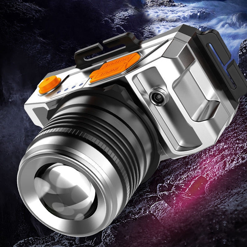 Wiederaufladbare helle LED-Stirnlampe mit Bewegungssensor