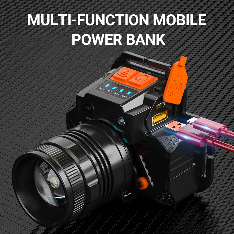 Wasserdichte, helle, wiederaufladbare Scheinwerfer-Taschenlampe