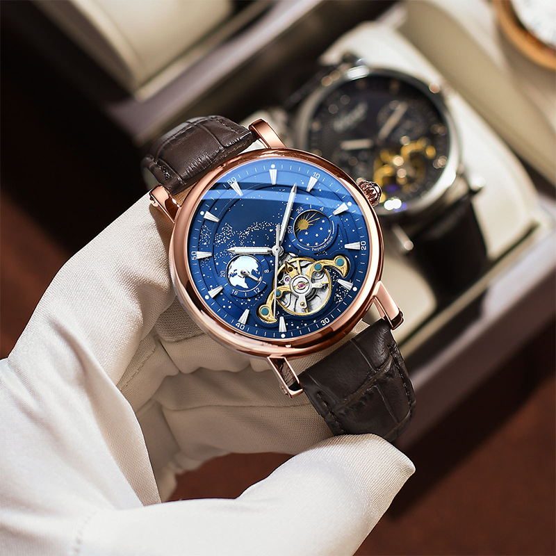 Herren-Luxus-Automatikuhr mit leuchtendem Sternenhimmel