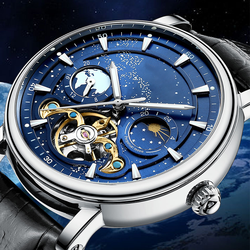 Herren-Luxus-Automatikuhr mit leuchtendem Sternenhimmel
