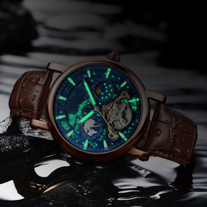 Herren-Luxus-Automatikuhr mit leuchtendem Sternenhimmel