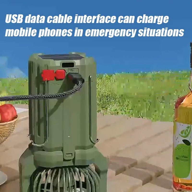 Solar-LED-Laterne mit starkem Licht und Ventilator für den Außenbereich