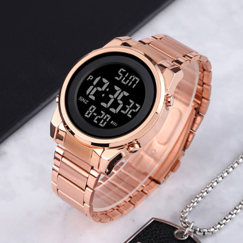 Multifunktionale Business-Digitaluhr mit Metallband