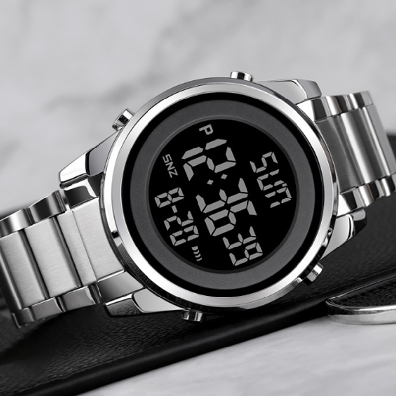 Multifunktionale Business-Digitaluhr mit Metallband