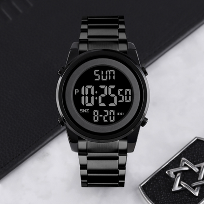 Multifunktionale Business-Digitaluhr mit Metallband