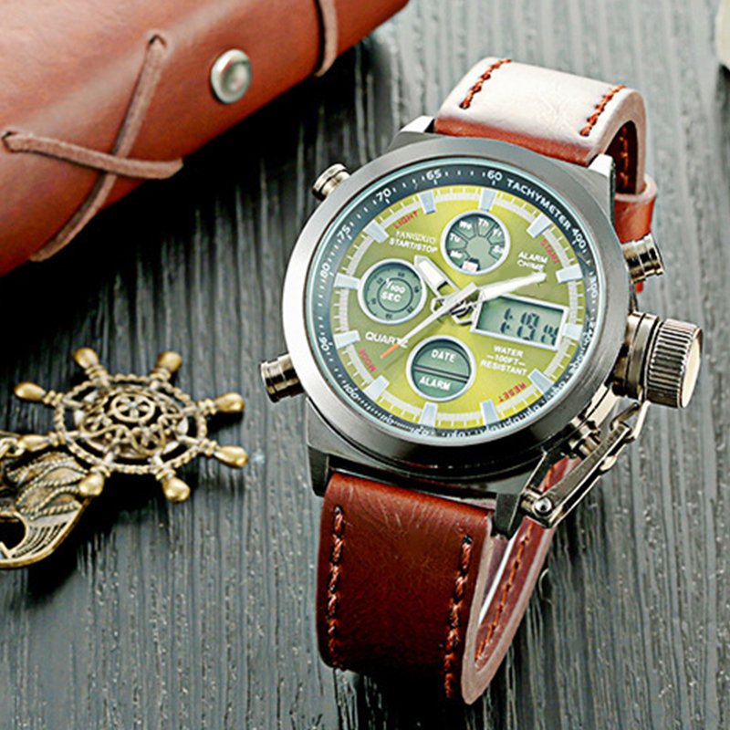 Vintage-Wasserdichte Mechanische Uhr mit Doppelanzeige