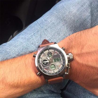 Vintage-Wasserdichte Mechanische Uhr mit Doppelanzeige