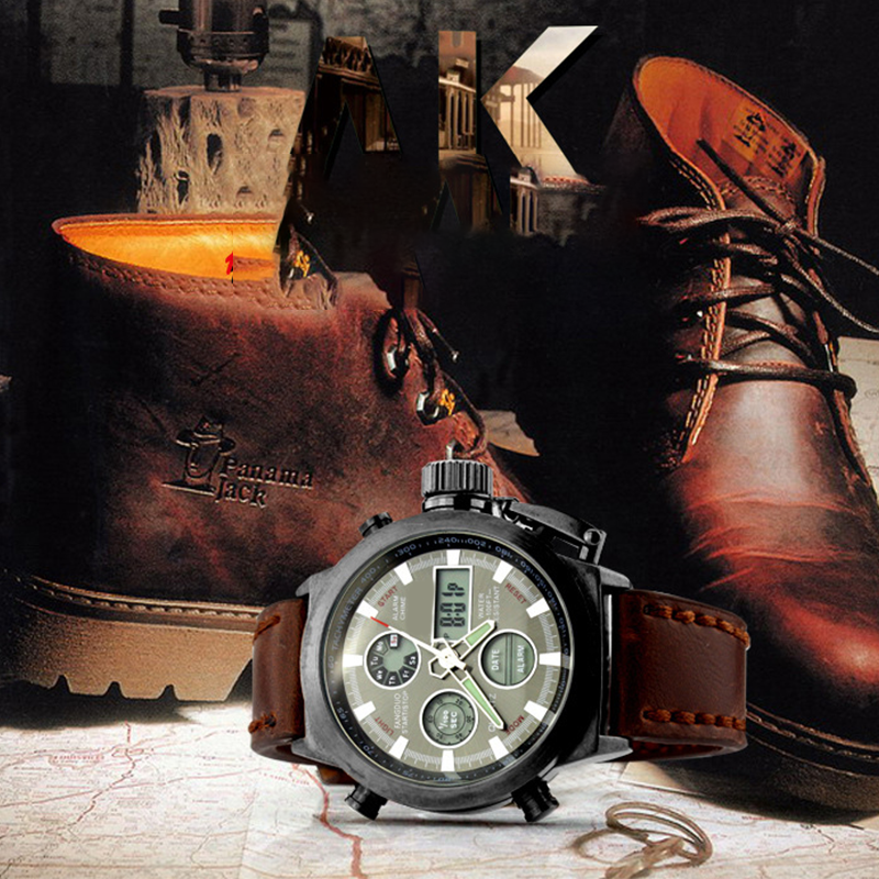 Vintage-Wasserdichte Mechanische Uhr mit Doppelanzeige