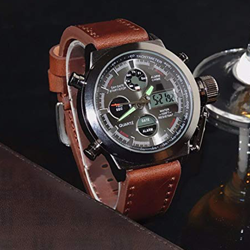 Vintage-Wasserdichte Mechanische Uhr mit Doppelanzeige