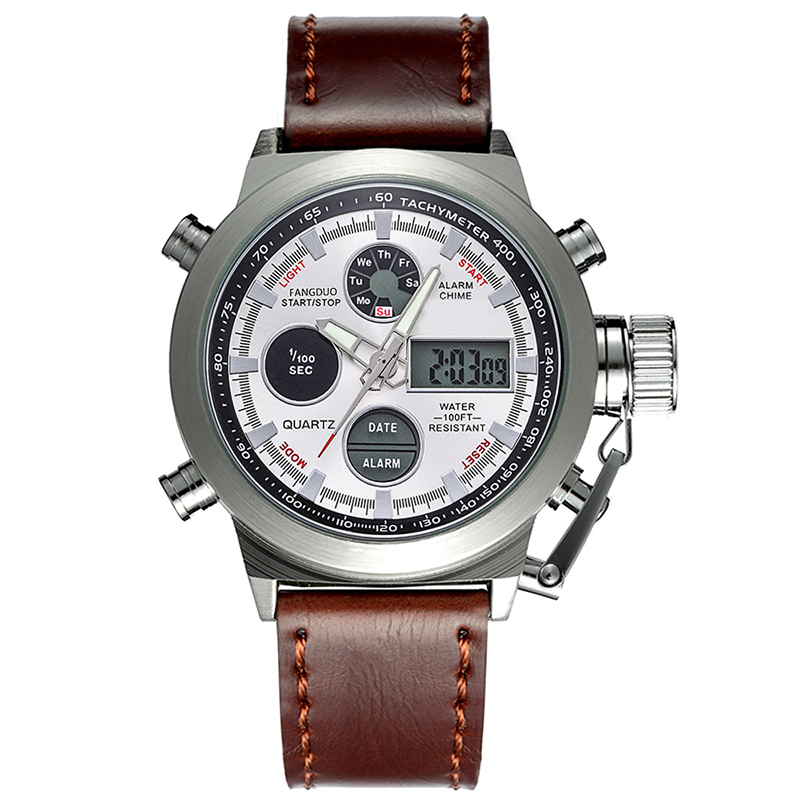 Vintage-Wasserdichte Mechanische Uhr mit Doppelanzeige