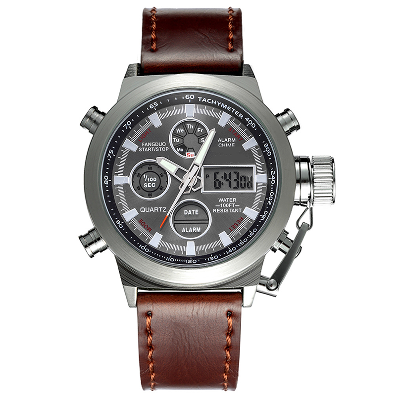 Vintage-Wasserdichte Mechanische Uhr mit Doppelanzeige