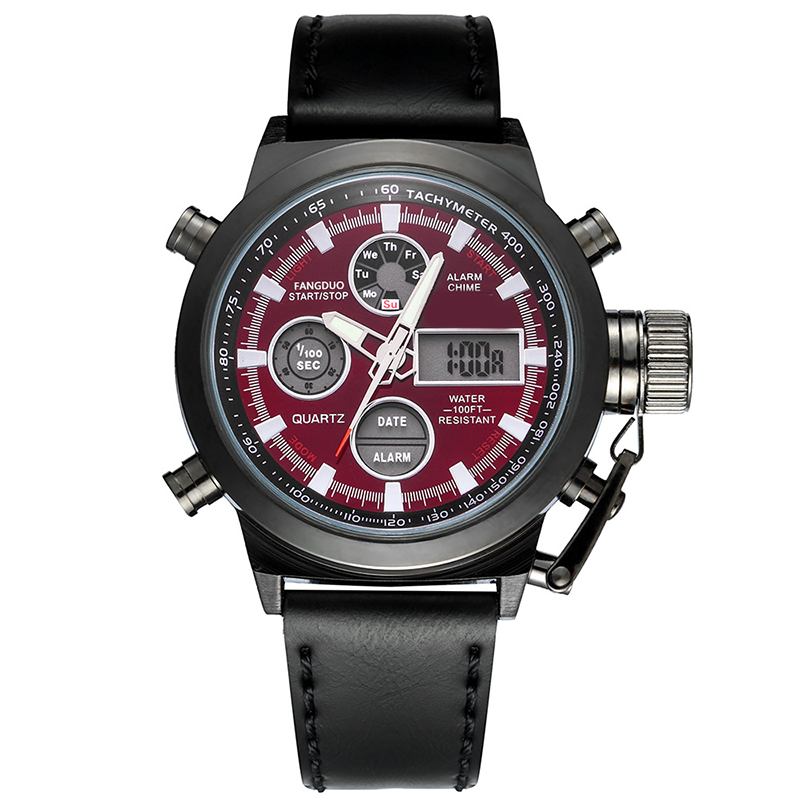 Vintage-Wasserdichte Mechanische Uhr mit Doppelanzeige