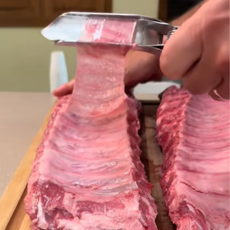 🥩 Grill-Rippenhautentferner aus Edelstahl – robust, einfach & sauber für perfekte Spareribs 🔪