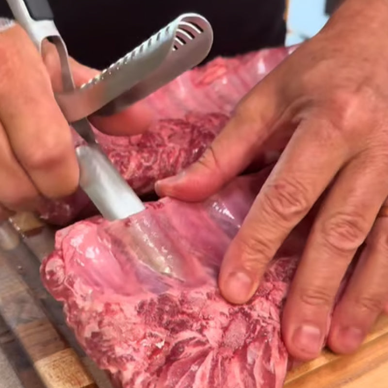 🥩 Grill-Rippenhautentferner aus Edelstahl – robust, einfach & sauber für perfekte Spareribs 🔪