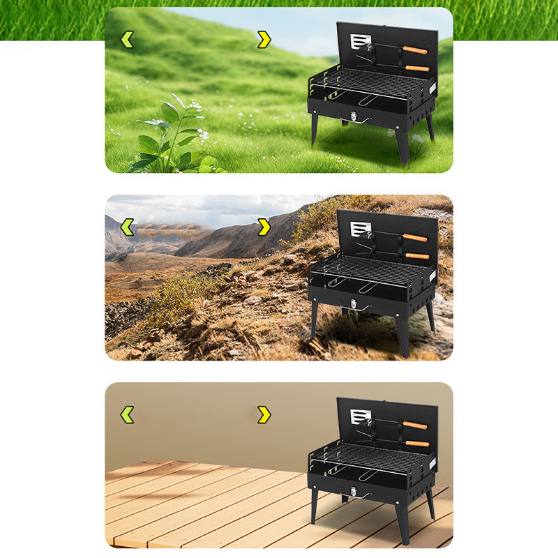 Tragbarer, klappbarer Holzkohlegrill für das Kochen im Freien