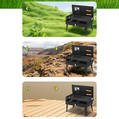 Tragbarer, klappbarer Holzkohlegrill für das Kochen im Freien
