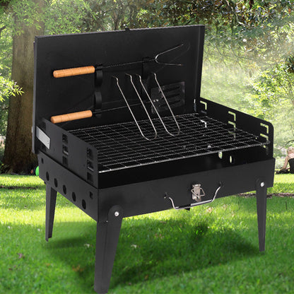 Tragbarer, klappbarer Holzkohlegrill für das Kochen im Freien