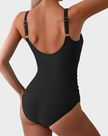🏖️2025 Sommer-Hot-Sale - 50% Rabatt💓Einteiliger Badeanzug mit gerafftem Knoten und Bauchkontrolle🩱