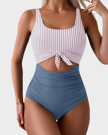🏖️2025 Sommer-Hot-Sale - 50% Rabatt💓Einteiliger Badeanzug mit gerafftem Knoten und Bauchkontrolle🩱